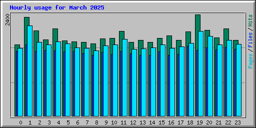 Hourly usage for March 2025